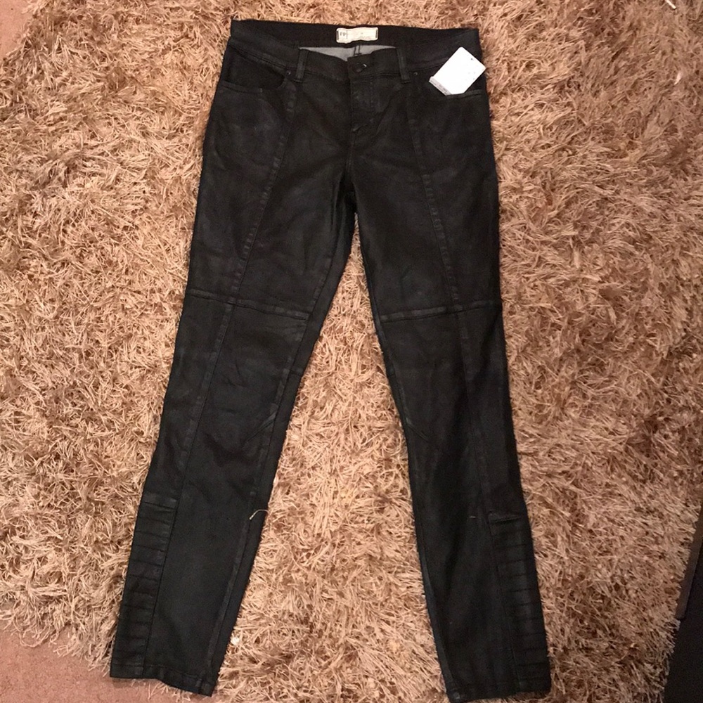 Free People Black Wax Jeans